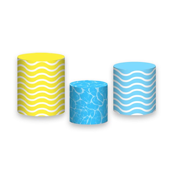 Trio De Capas De Cilindro - Pool Party Azul e Amarelo 009