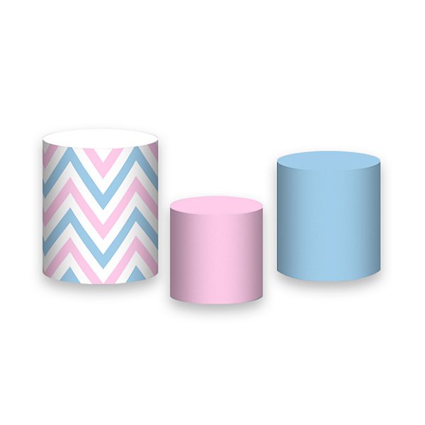 Trio De Capas De Cilindro - Revelação Simples Azul e Rosa 007