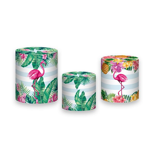 Trio De Capas De Cilindro - Flamingo Tropical 003