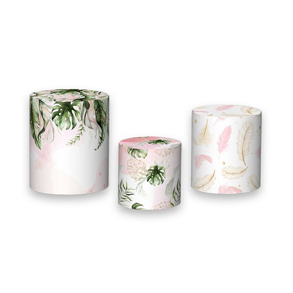 Trio De Capas De Cilindro - Tropical Aloha Rosa 010