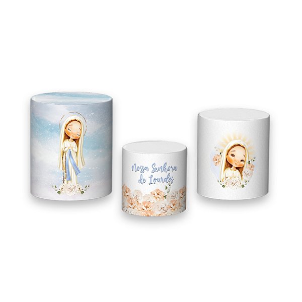 Trio De Capas De Cilindro - Nossa Senhora de Lourdes Floral 004