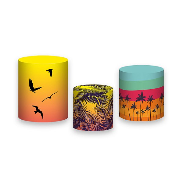 Trio De Capas De Cilindro - Tardezinha Laranja e Verde 003