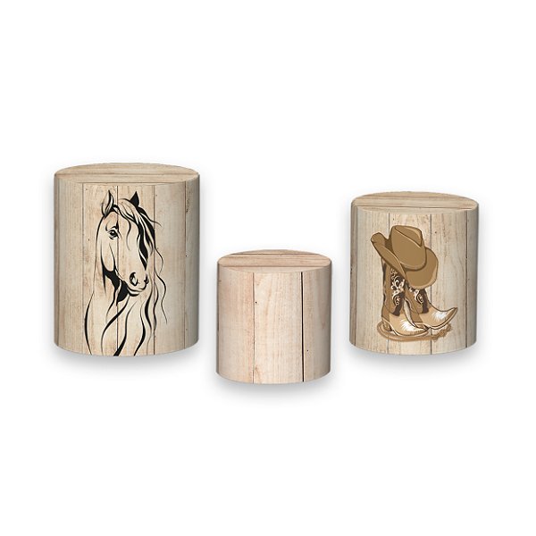 Trio De Capas De Cilindro - Silhueta Cavalo Country 008