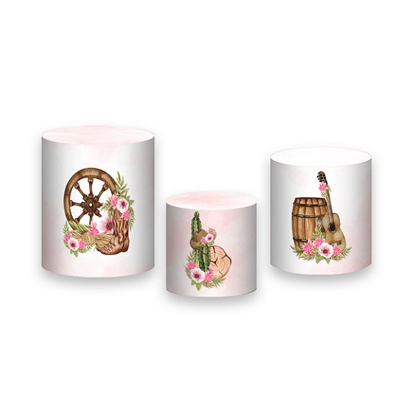 Trio De Capas De Cilindro - Country com Flores 013