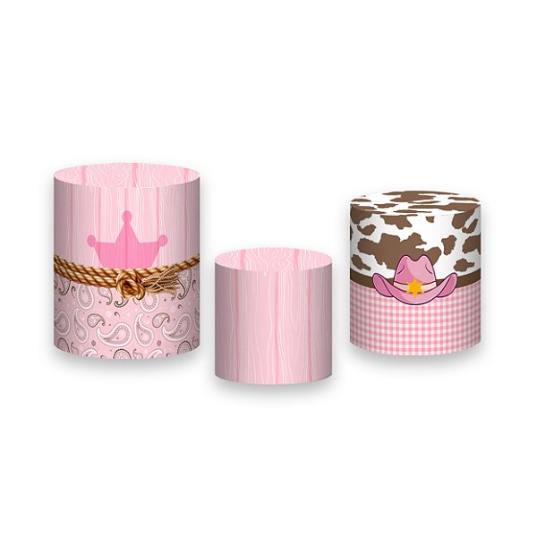 Trio De Capas De Cilindro - Boiadeira Cute Rosa 026