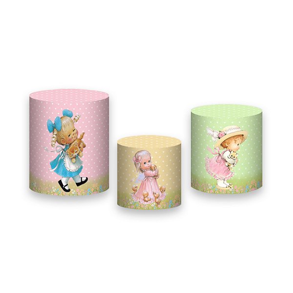 Trio De Capas De Cilindro - Bonecas Cute Aquarela 006