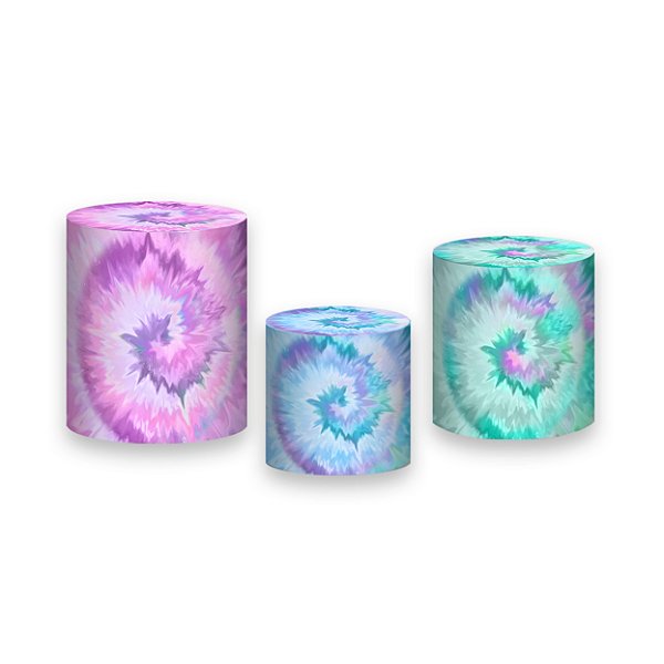 Trio De Capas De Cilindro - Tie Dye Azul e Lilás 002