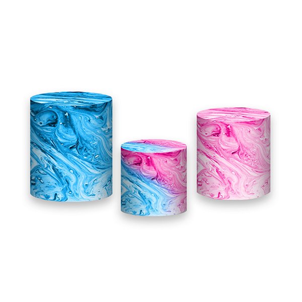Trio De Capas De Cilindro - Tie Dye Mesclado Rosa e Azul 011