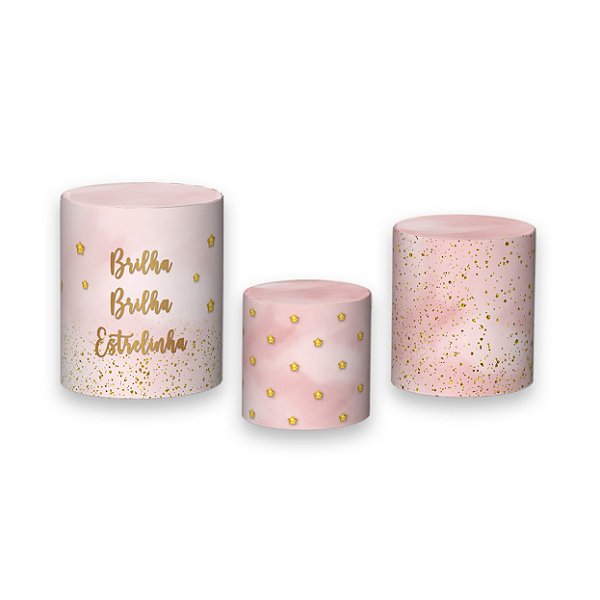 Trio De Capas De Cilindro - Chá de Bebê Brilha Brilha Estrelinha Rosa 008