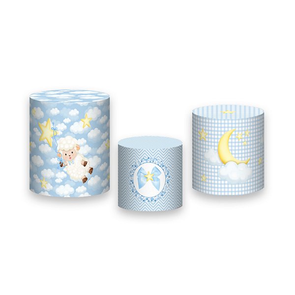 Trio De Capas De Cilindro - Chá de Bebê Ovelinha Azul 025