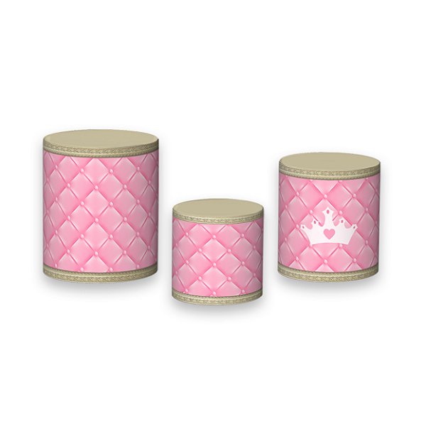 Trio De Capas De Cilindro - Chá de Bebê Capitonê Rosa 039