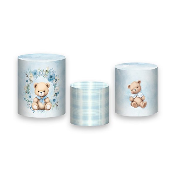 Trio De Capas De Cilindro - Chá de Bebê Urso Floral e Laços 057