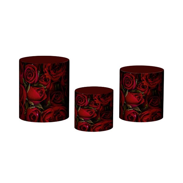 Trio De Capas De Cilindro - Pétalas de Rosas Vermelhas 007