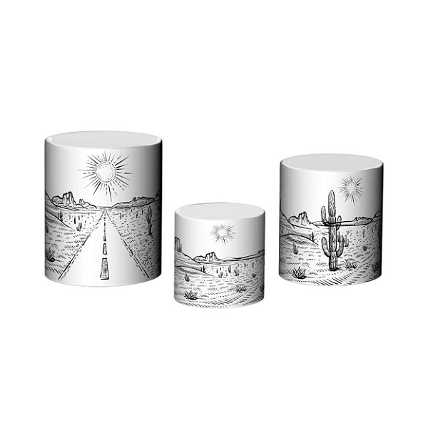 Trio De Capas De Cilindro - Sertão Preto e Branco 017