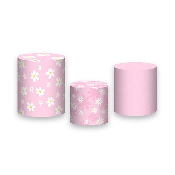 Trio De Capas De Cilindro - Margaridas Rosa Suave 051