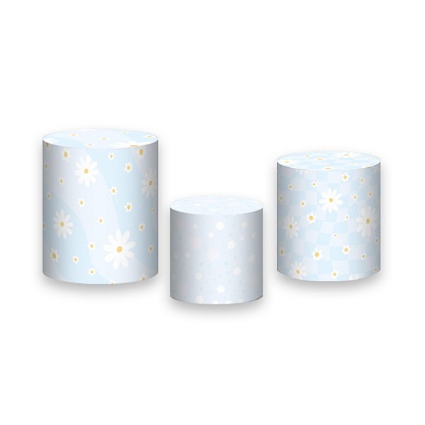 Trio De Capas De Cilindro - Margaridas Azul Claro 052