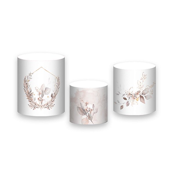 Trio De Capas De Cilindro - Folhagens Aquarela 064