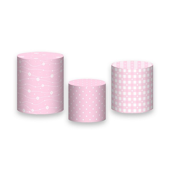 Trio De Capas De Cilindro - Margaridas Delicadas Rosa 070