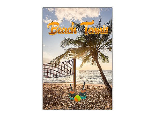 Painel De Festa Vertical 1,50 x 2,20 - Beach Tennis Areia e Palmeira 008