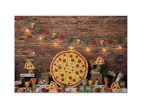 Fundo Fotográfico 2,20 x 1,50 - Cenário Pizzaria Pizza Gigante 029