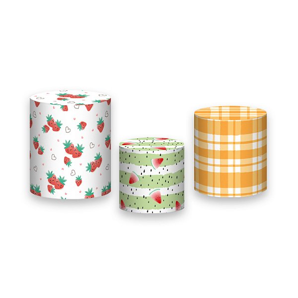 Trio De Capas De Cilindro - Frutinhas Coloridas 001