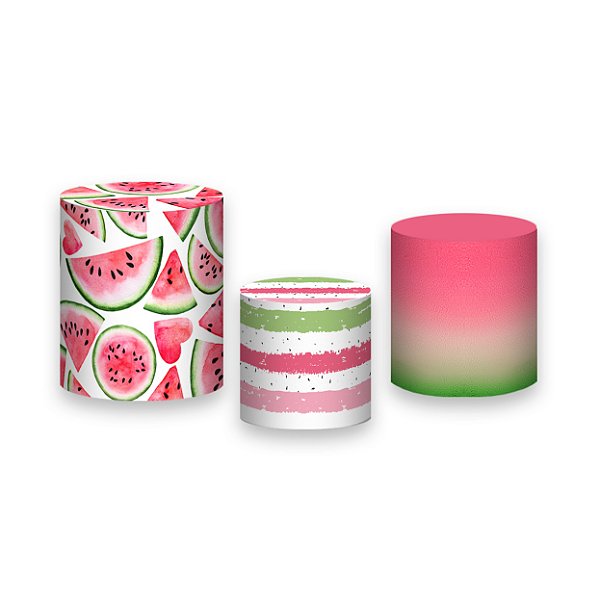 Trio De Capas De Cilindro - Fruta Melancia Listras 0002