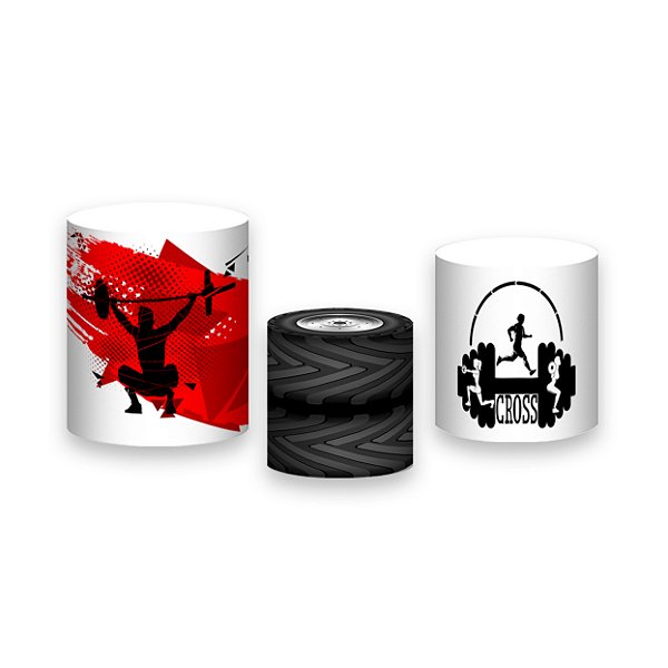 Trio De Capas De Cilindro - Silhueta Crossfit Vermelho 011