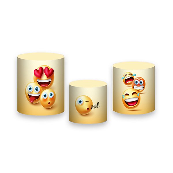 Trio De Capas De Cilindro - Emojis Fundo Amarelo 022