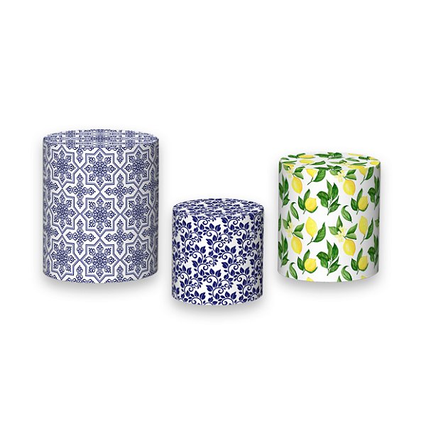 Trio De Capas De Cilindro - Limão Siciliano e Azulejo Azul 037