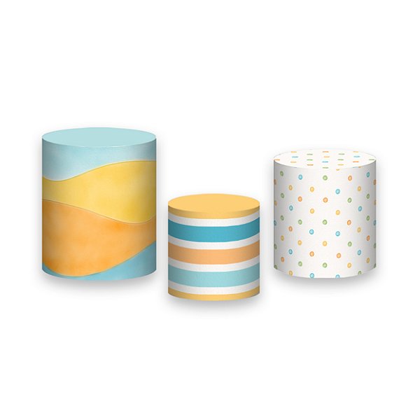 Trio De Capas De Cilindro - 365 Sorrisos Azul e Amarelo 056