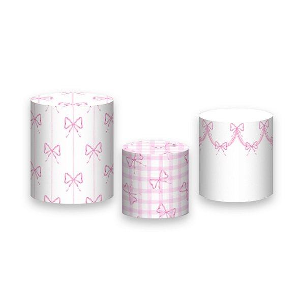 Trio De Capas De Cilindro - Laços e Fitas Entrelaçados Rosa 065