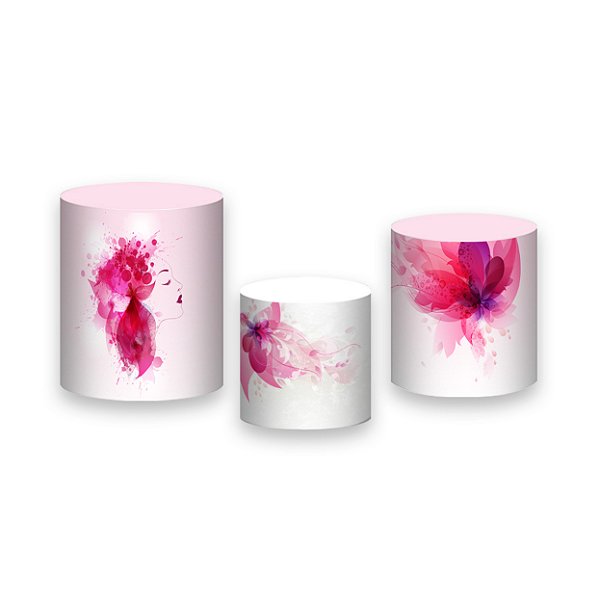 Trio De Capas De Cilindro - Dia das Mulheres Floral Rosa 027