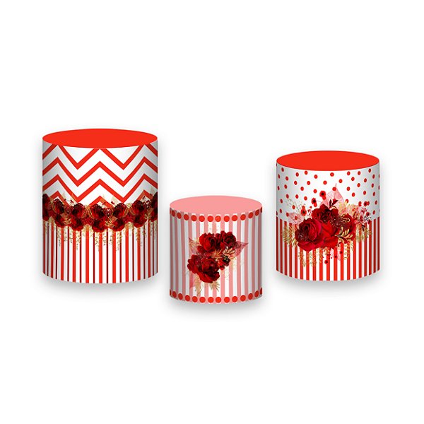 Trio De Capas De Cilindro - Dia das Mães Rosas Vermelhas 039