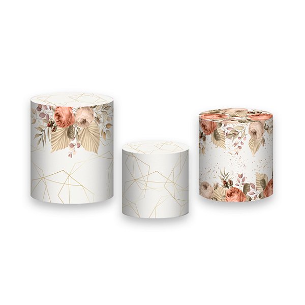 Trio De Capas De Cilindro - Dia das Mães Floral Bege 063