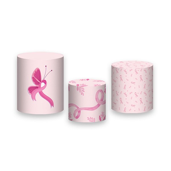 Trio De Capas De Cilindro - Outubro Rosa Laço 001