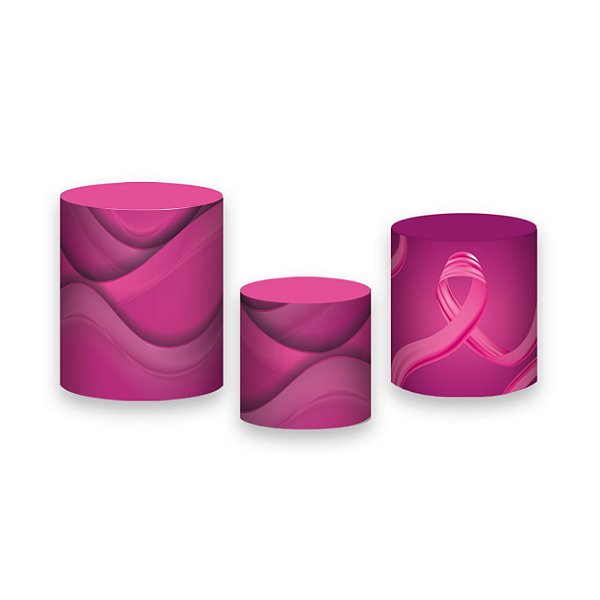 Trio De Capas De Cilindro - Outubro Rosa Pink 004