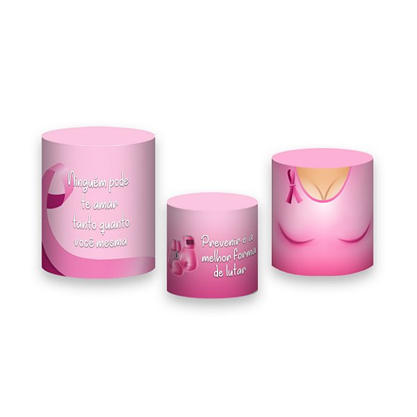 Trio De Capas De Cilindro - Outubro Rosa Degradê 009