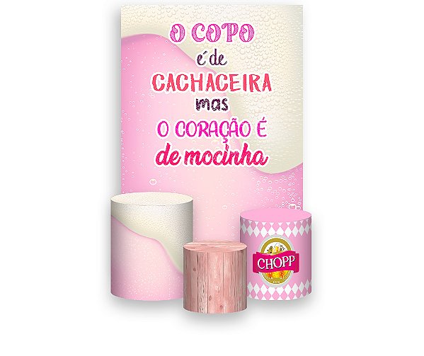 Painel De Festa Vertical 1,50 x 2,20 + Trio De Capas Cilindro - Boteco Rosa 013
