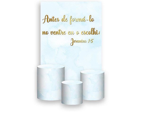 Painel De Festa Vertical 1,50 x 2,20 + Trio De Capas Cilindro - Deus Te Escolheu Azul 084