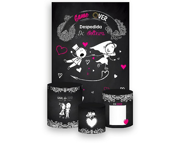 Painel De Festa Vertical 1,50 x 2,20 + Trio De Capas Cilindro - Game Over Despedida de Solteiro 009