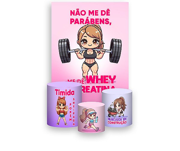 Painel De Festa Vertical 1,50 x 2,20 + Trio De Capas Cilindro - Menina Maromba Cute 049