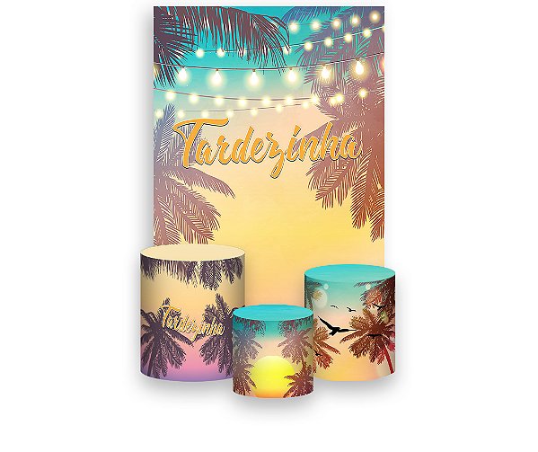 Painel De Festa Vertical 1,50 x 2,20 + Trio De Capas Cilindro - Tardezinha Tons Pasteis 004