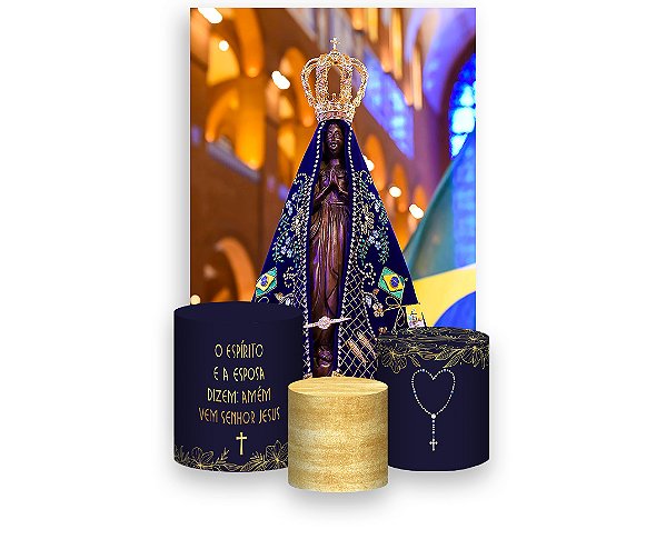 Painel De Festa Vertical 1,50 x 2,20 + Trio De Capas Cilindro - Santa Nossa Senhora Aparecida Imagem 005