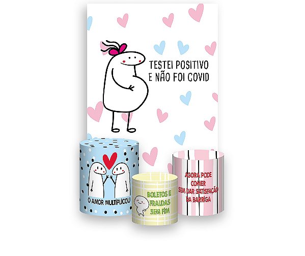 Painel De Festa Vertical 1,50 x 2,20 + Trio De Capas Cilindro - Flork Revelação Testei Positivo 006