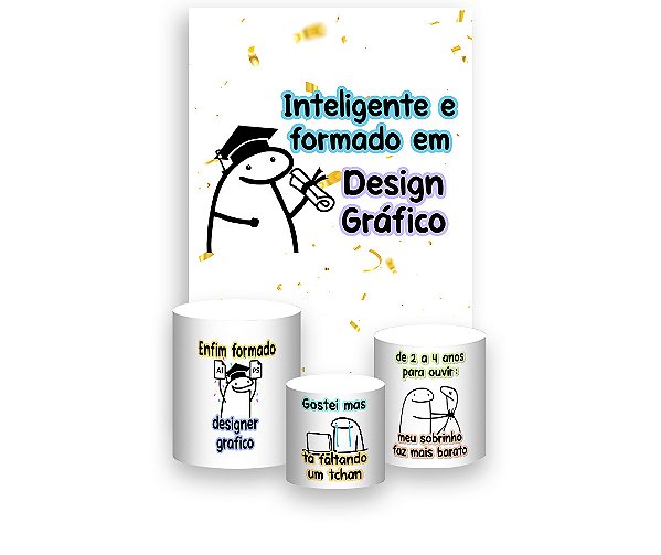 Painel De Festa Vertical 1,50 x 2,20 + Trio De Capas Cilindro - Flork Formatura Design Gráfico 020