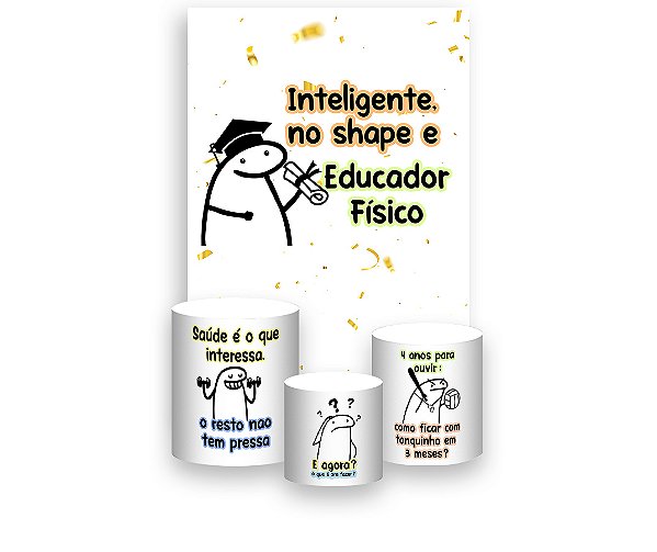 Painel De Festa Vertical 1,50 x 2,20 + Trio De Capas Cilindro - Flork Formatura Educação Física 022