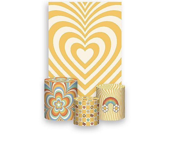 Painel De Festa Vertical 1,50 x 2,20 + Trio De Capas Cilindro - Good Vibes Elementos 014