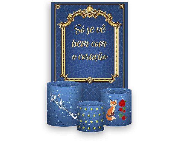 Painel De Festa Vertical 1,50 x 2,20 + Trio De Capas Cilindro - Príncipe Só Se Vê bem Com O Coração 011