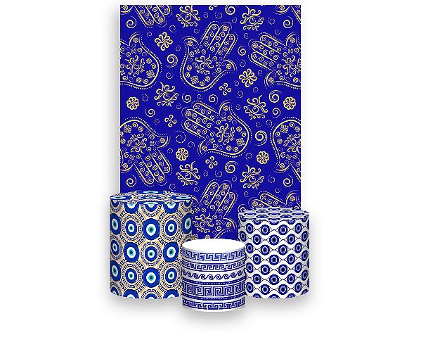 Painel De Festa Vertical 1,50 x 2,20 + Trio De Capas Cilindro - Olho Grego 001