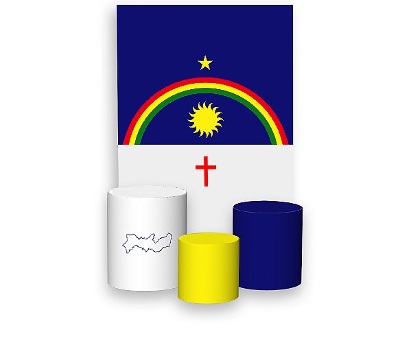 Painel De Festa Vertical 1,50 x 2,20 + Trio De Capas Cilindro - Bandeira de Pernambuco 006